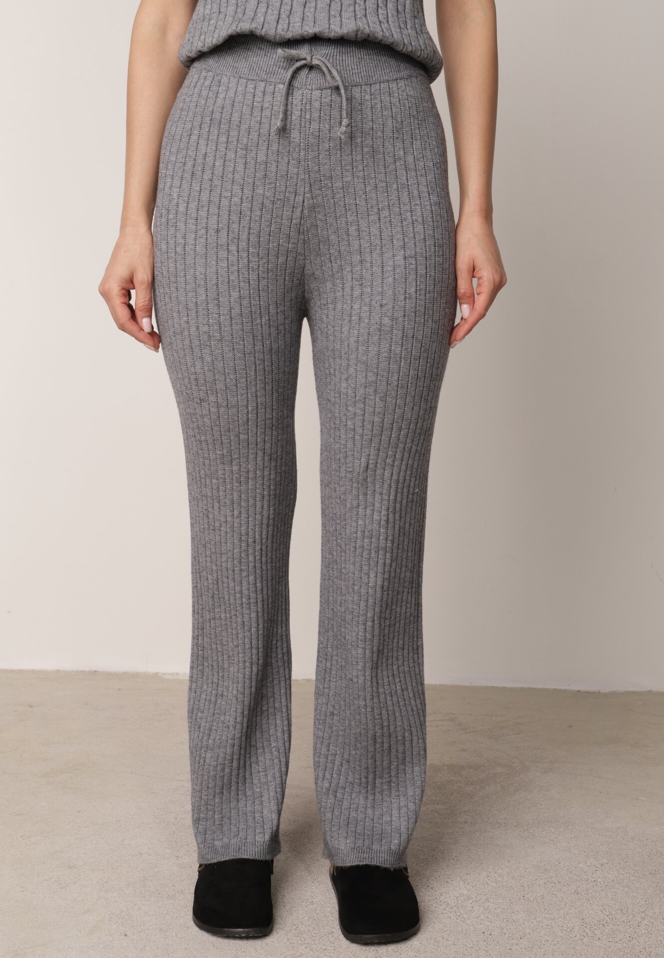 j&x Set din tricot cu bumbac 3 piese: cardigan pantaloni și vestă Vordelia Gri