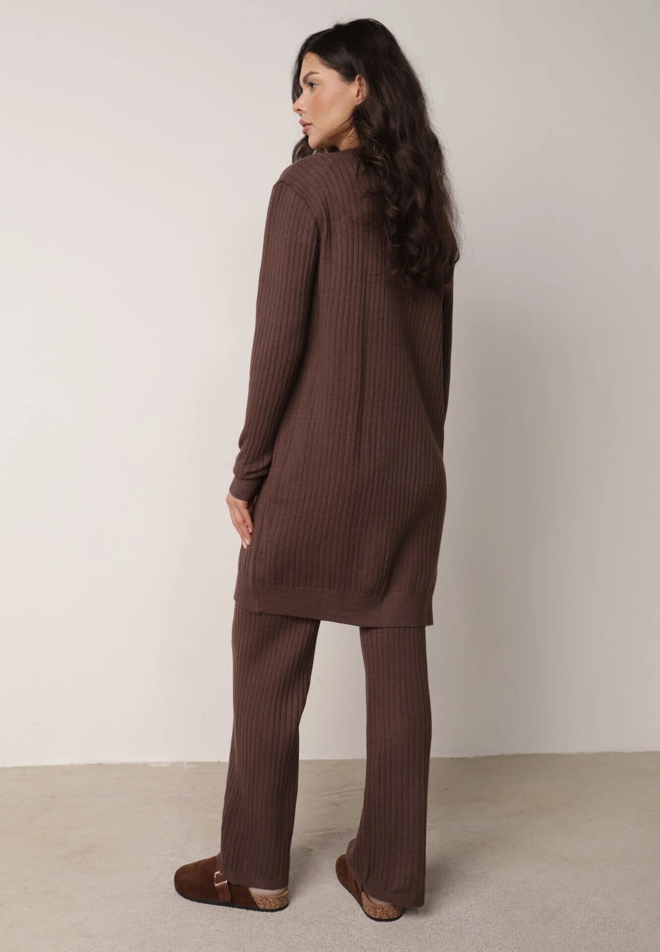 j&x Set din tricot cu bumbac 3 piese: cardigan pantaloni și vestă Vordelia Maro