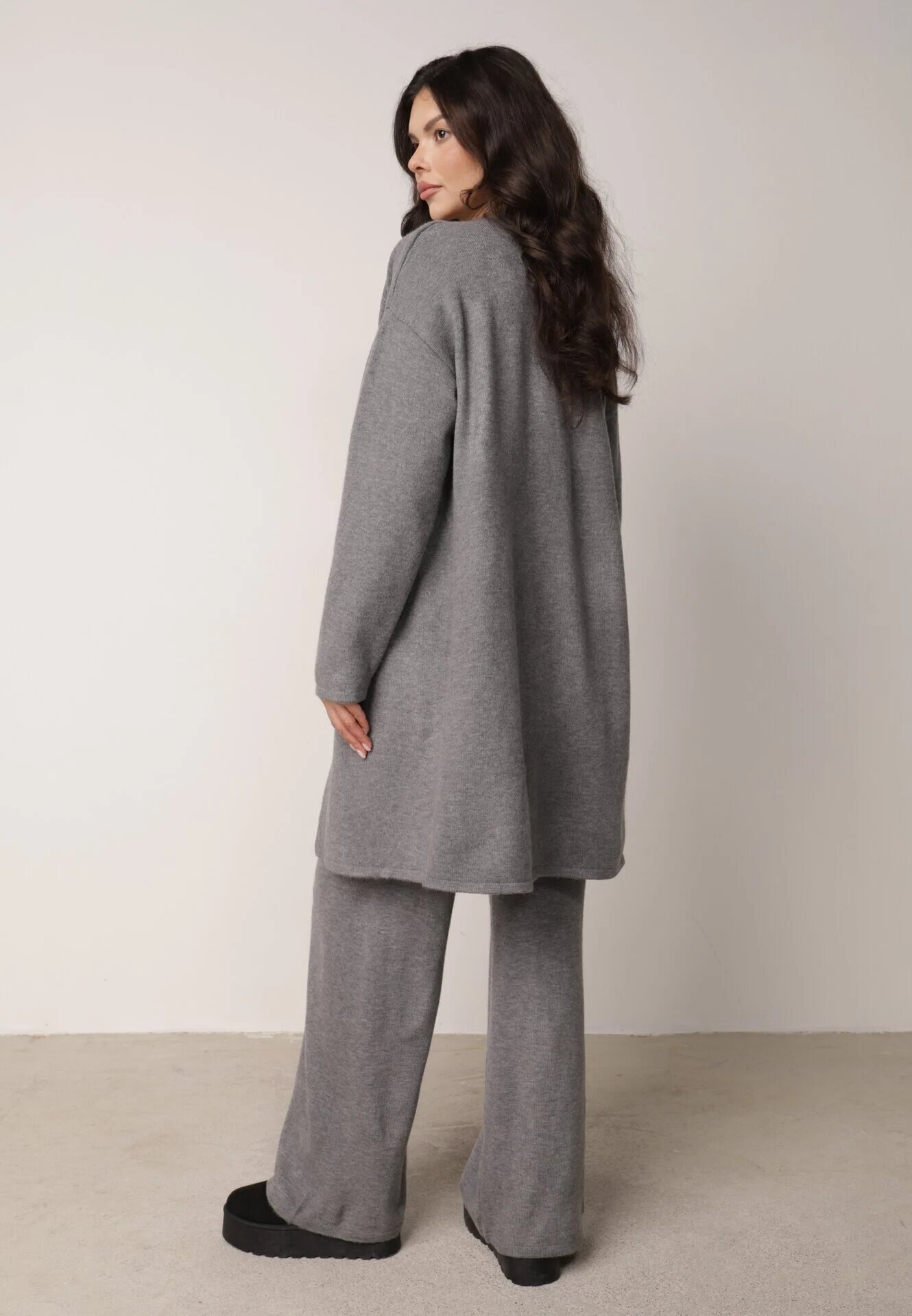 j&x Set din tricot cu lână și bumbac pantaloni cardigan și vestă Cardemia Gri