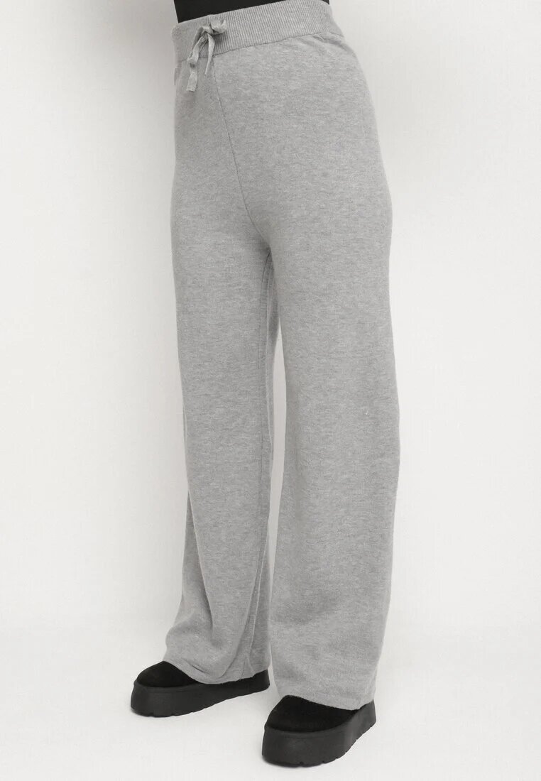 j&x Set Gri închis Din tricot Cu lână Bluză cu glugă și Pantaloni largi Otisela