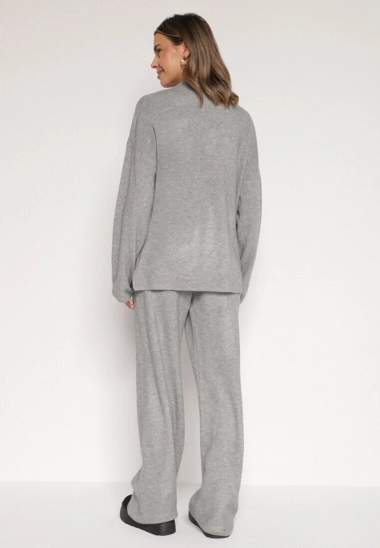 j&x Set Gri închis Tricotat Cu lână Pantaloni și Pulover Tesira