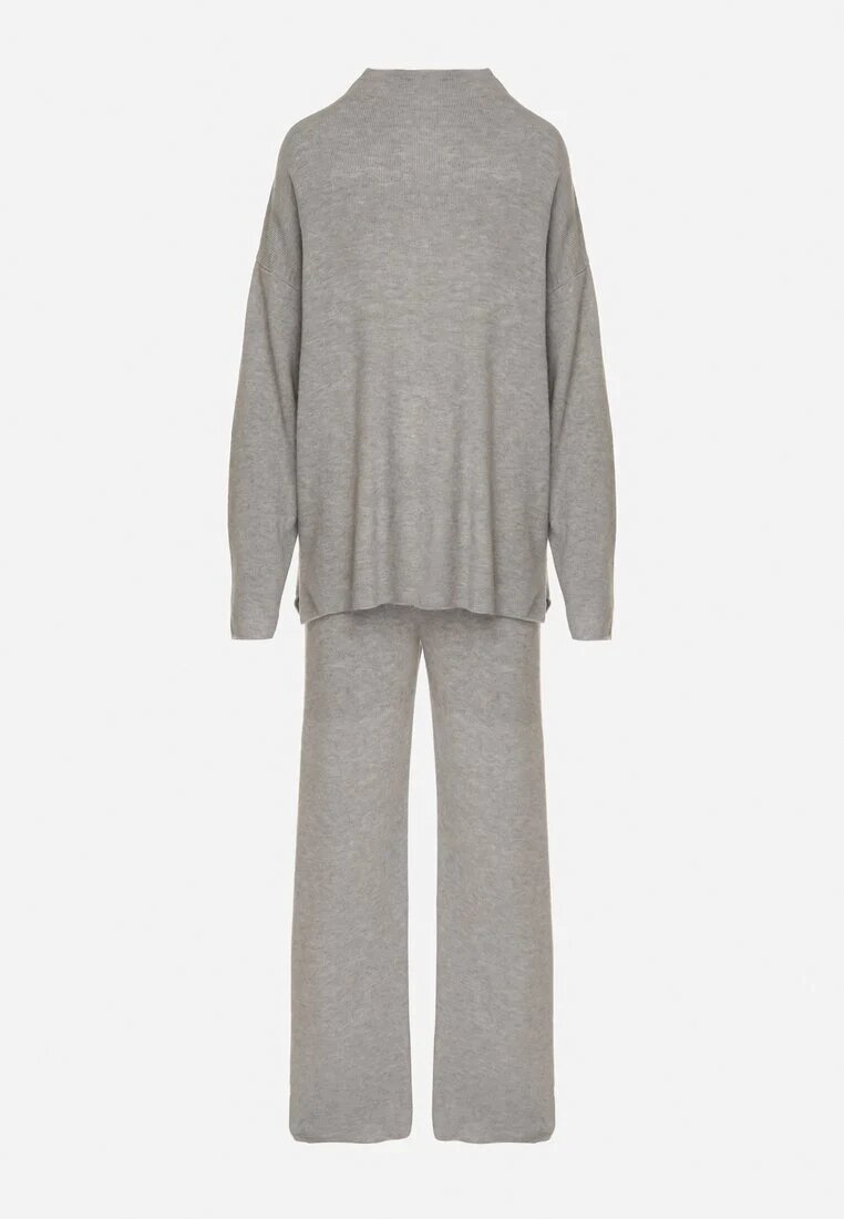 j&x Set Gri închis Tricotat Cu lână Pantaloni și Pulover Tesira