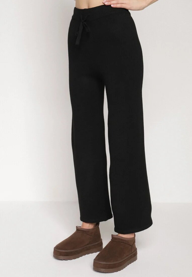 j&x Set Negru din Tricot cu Lână Pantaloni Cardigan și Vestă cu Nasturi Meviseffa