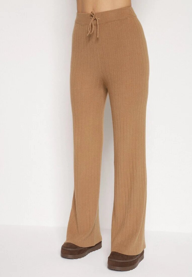 j&x Set tricotat Maro Striat cu bumbac Pulover cu semiguler și Pantaloni Elweda
