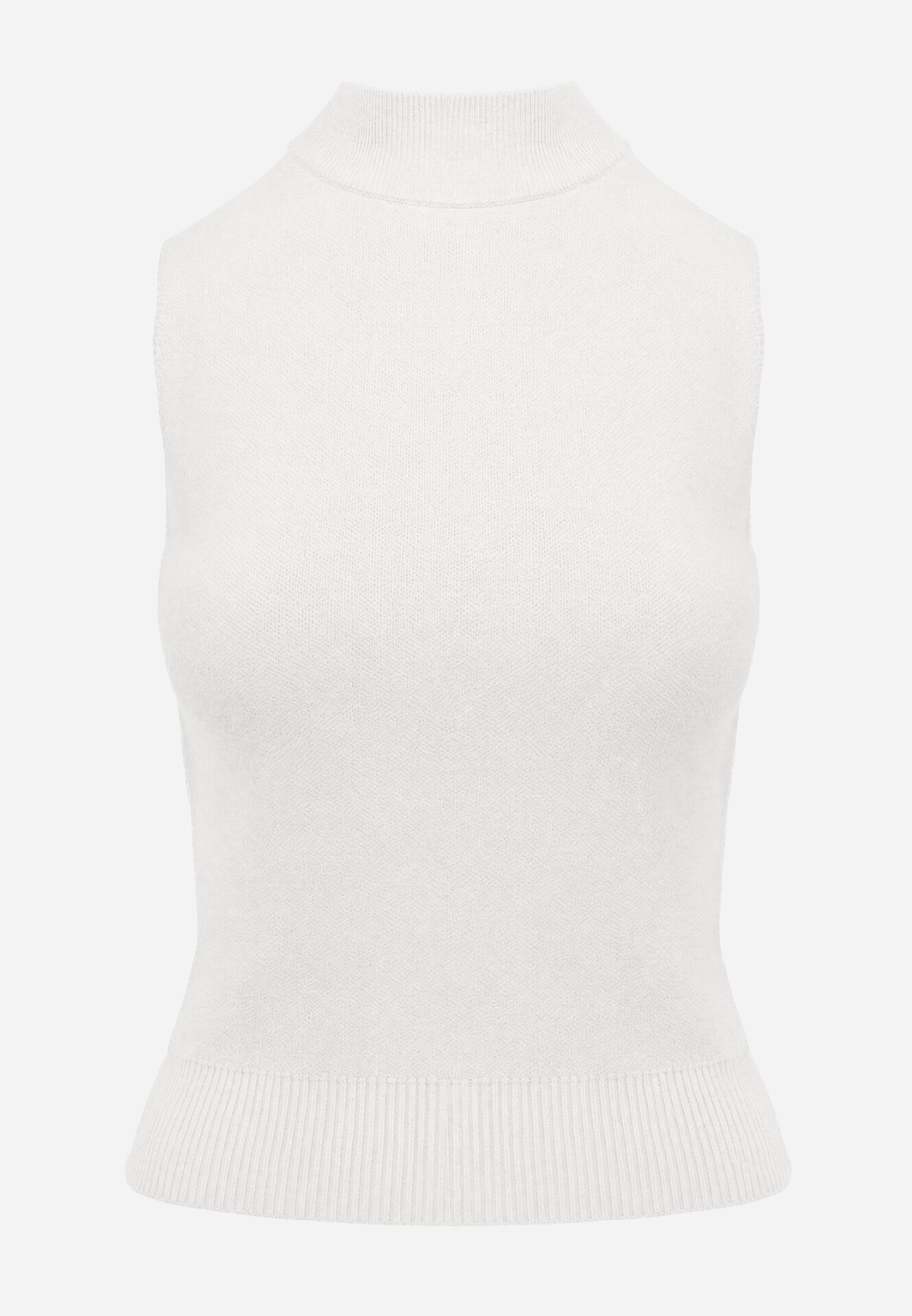 j&x Vestă tricotată casual cu viscoză și cu guler înalt Norabel Bej Bej deschis