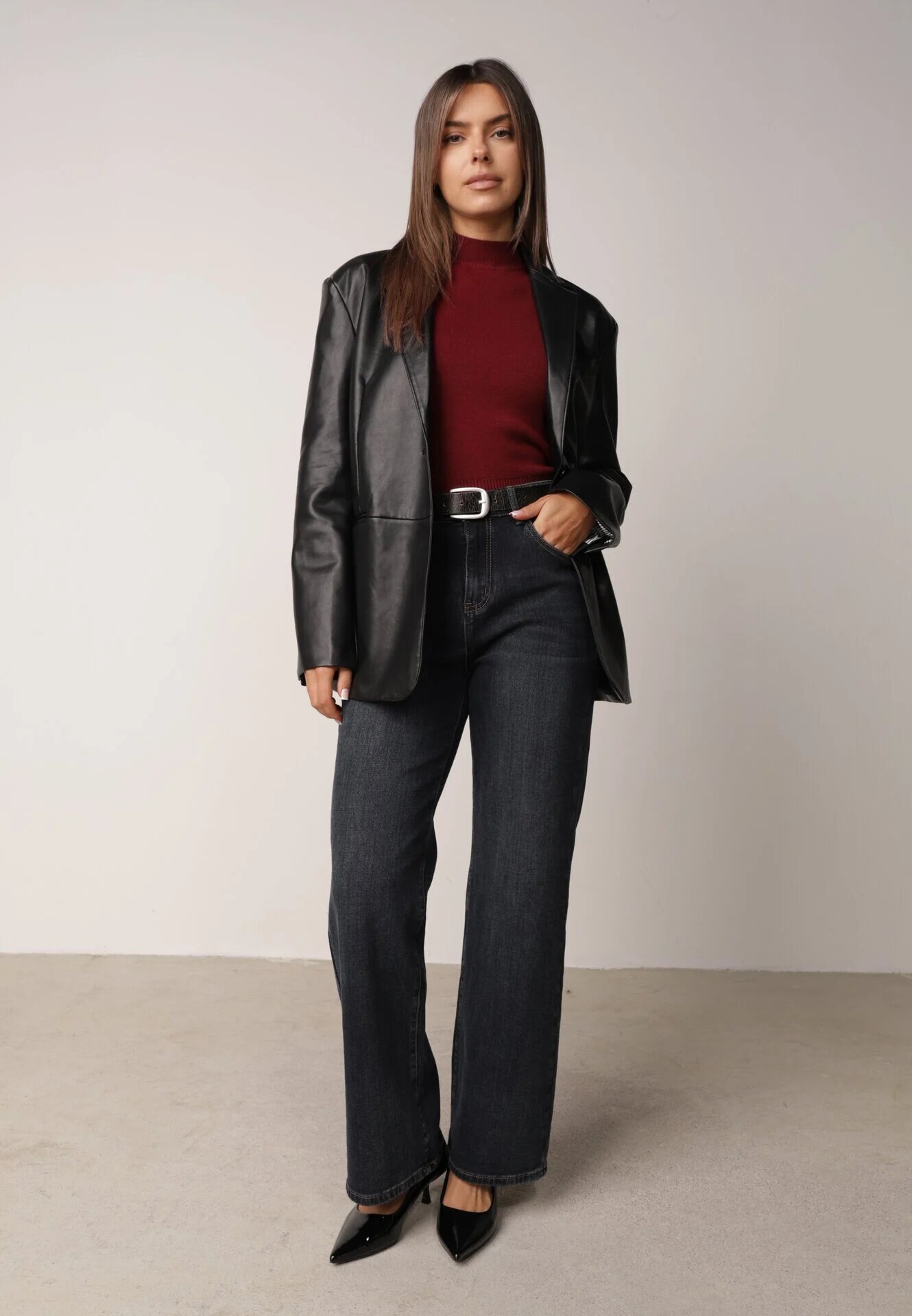 j&x Vestă tricotată casual cu viscoză și cu guler înalt Norabel Bej Bordo