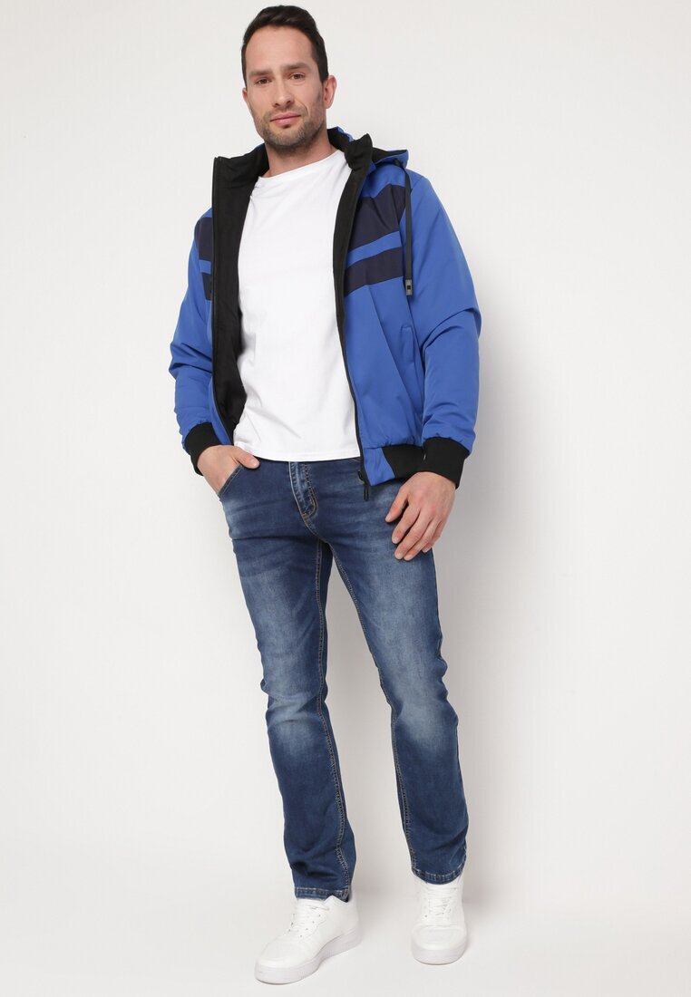  Jachetă Albastră Reversibilă cu Elastic și Glugă Detașabilă Xerissa
