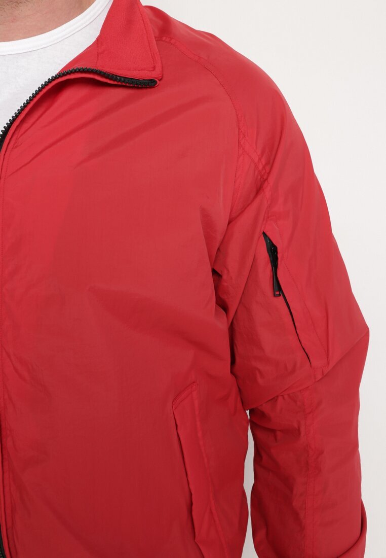  Jachetă Roșie tip windbreaker cu buzunare cu fermoar Nollafa