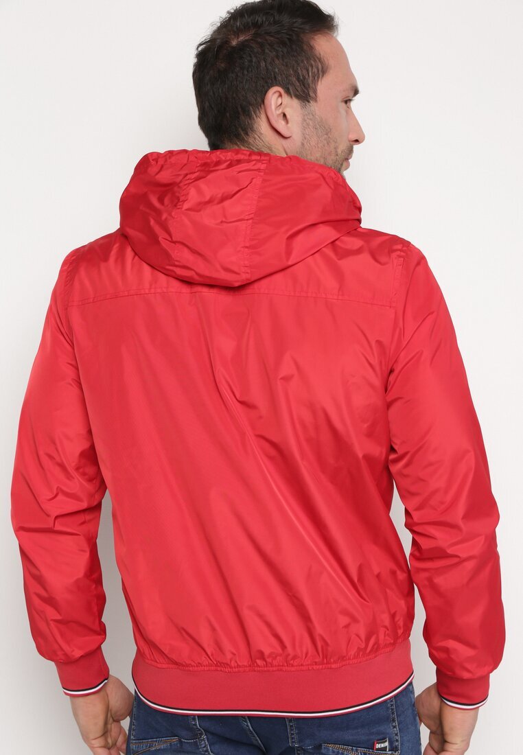  Jachetă Windbreaker Roșie cu Glugă și Buzunare cu fermoar Aridiga