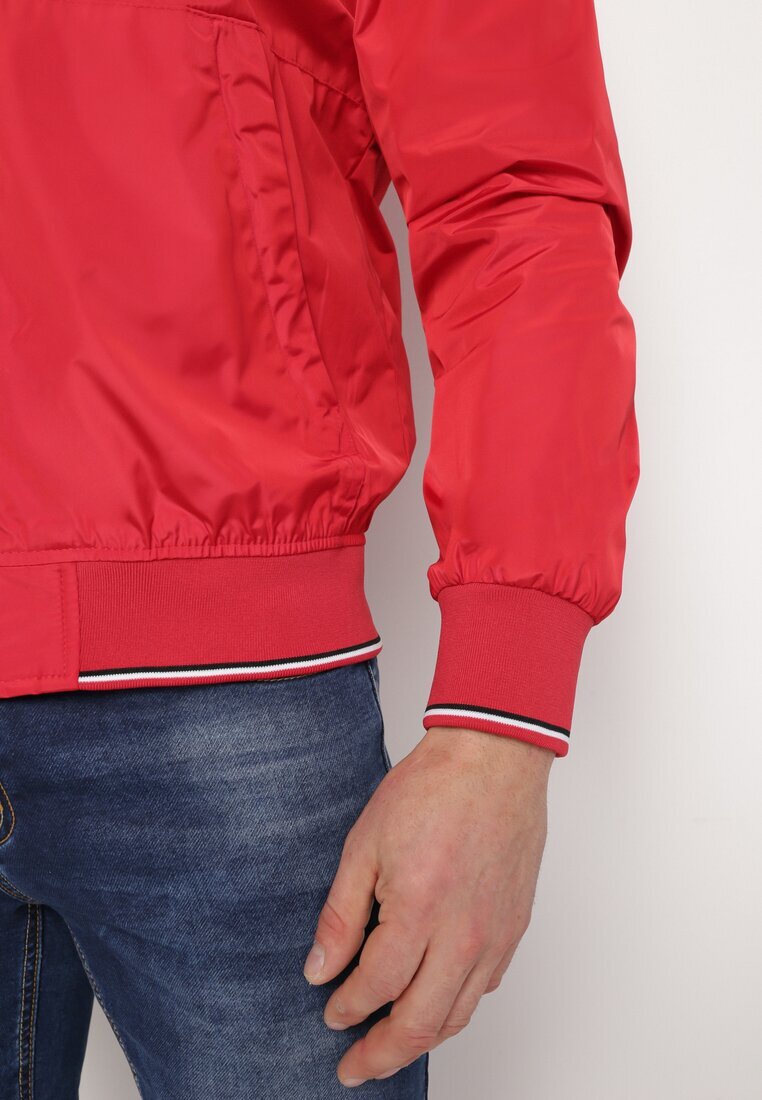  Jachetă Windbreaker Roșie cu Glugă și Buzunare cu fermoar Aridiga