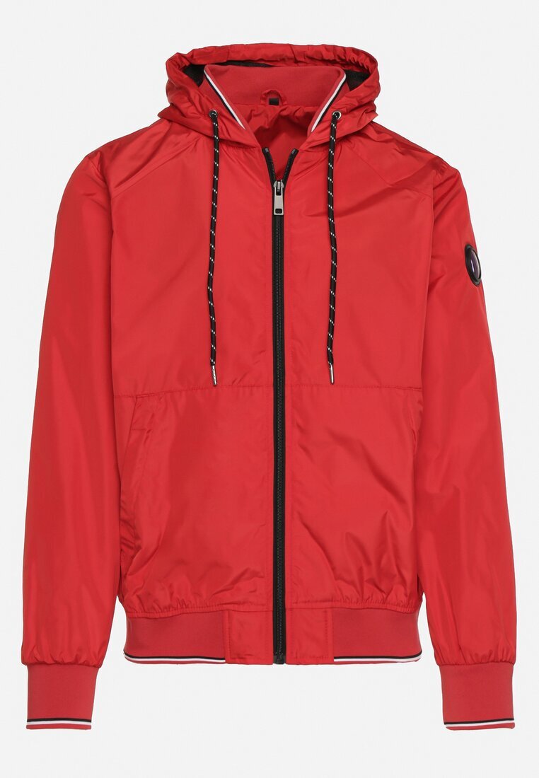  Jachetă Windbreaker Roșie cu Glugă și Buzunare cu fermoar Aridiga