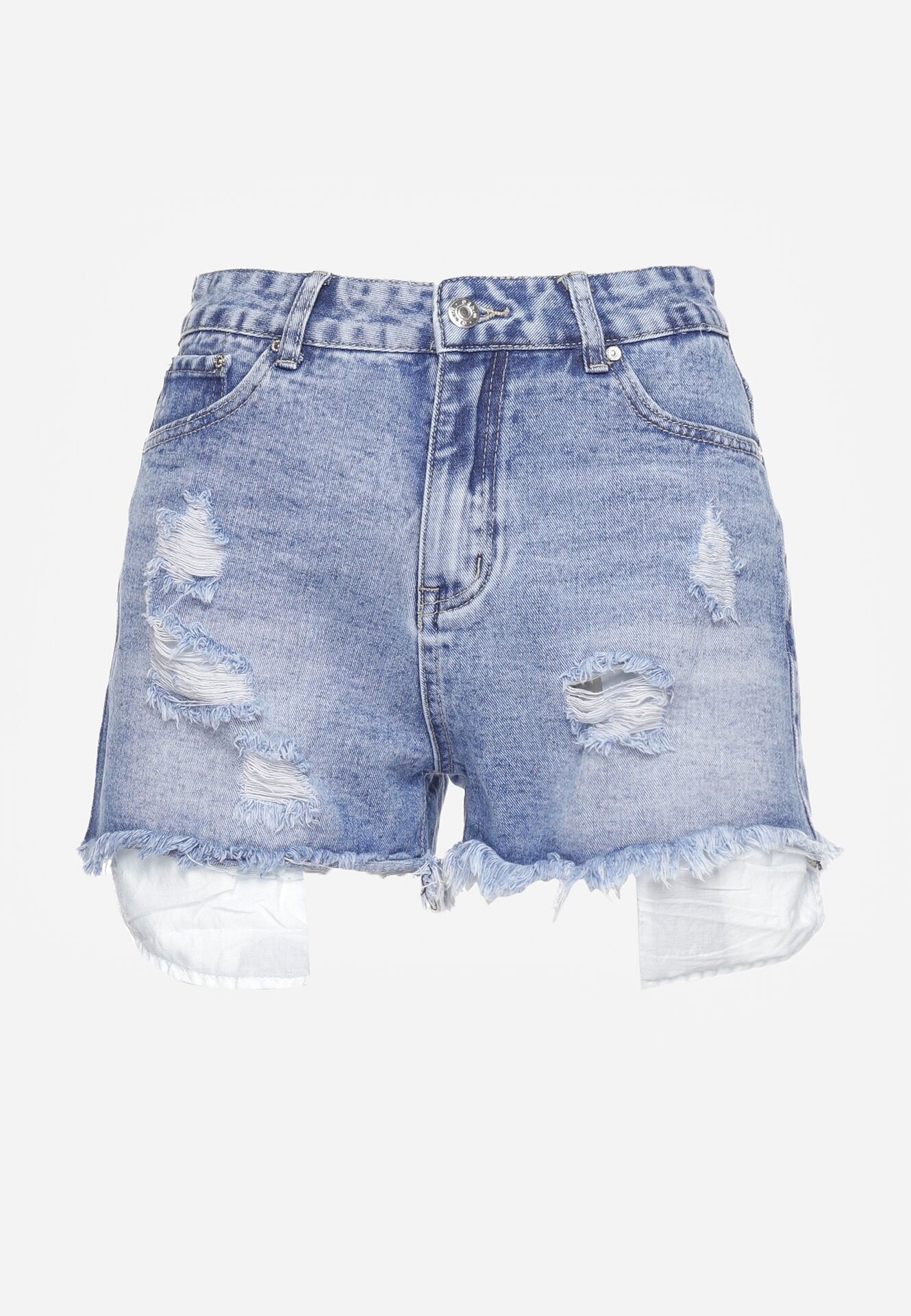 jack berry Pantaloni scurți albaștri din bumbac din denim cu rupturi și cu buzunare vizibile Kordia