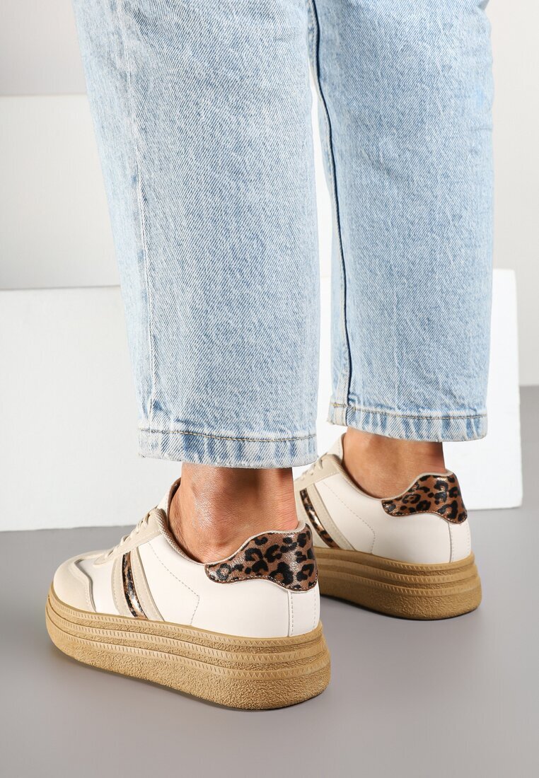 joalice paris Adidași Bej pe Platformă Stil Teniși Iconici cu Imprimeu Leopard Gonoriel