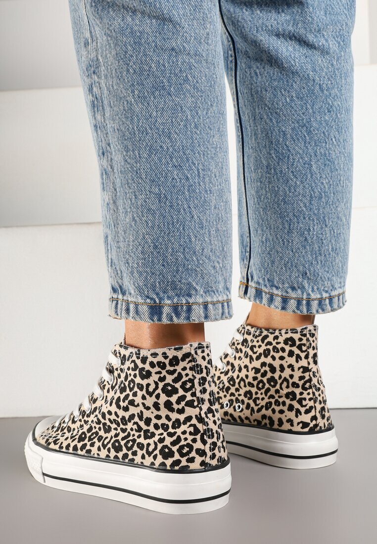 joalice paris Adidași leopard peste gleznă decorați cu imprimeu în relief Jollevia