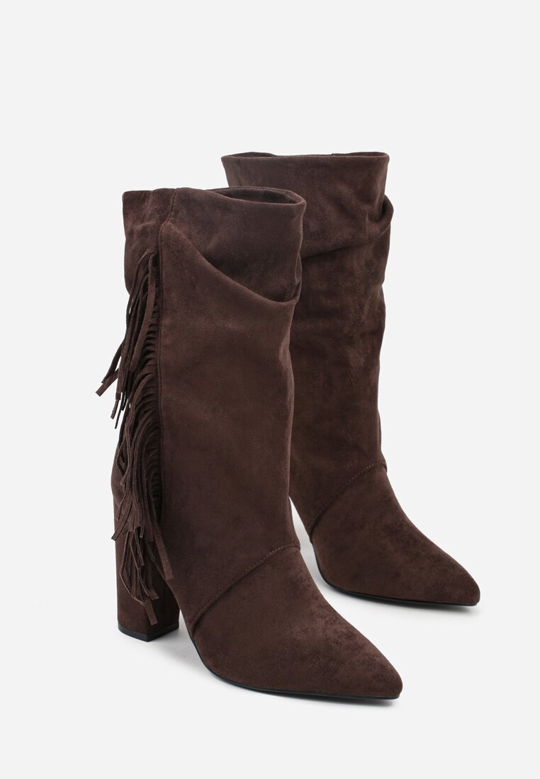 joalice paris Botine Maro stil cowboy cu toc decorate cu franjuri Reitania