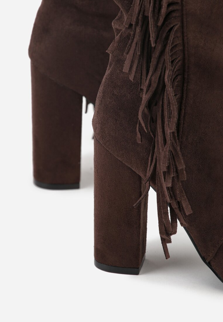 joalice paris Botine Maro stil cowboy cu toc decorate cu franjuri Reitania