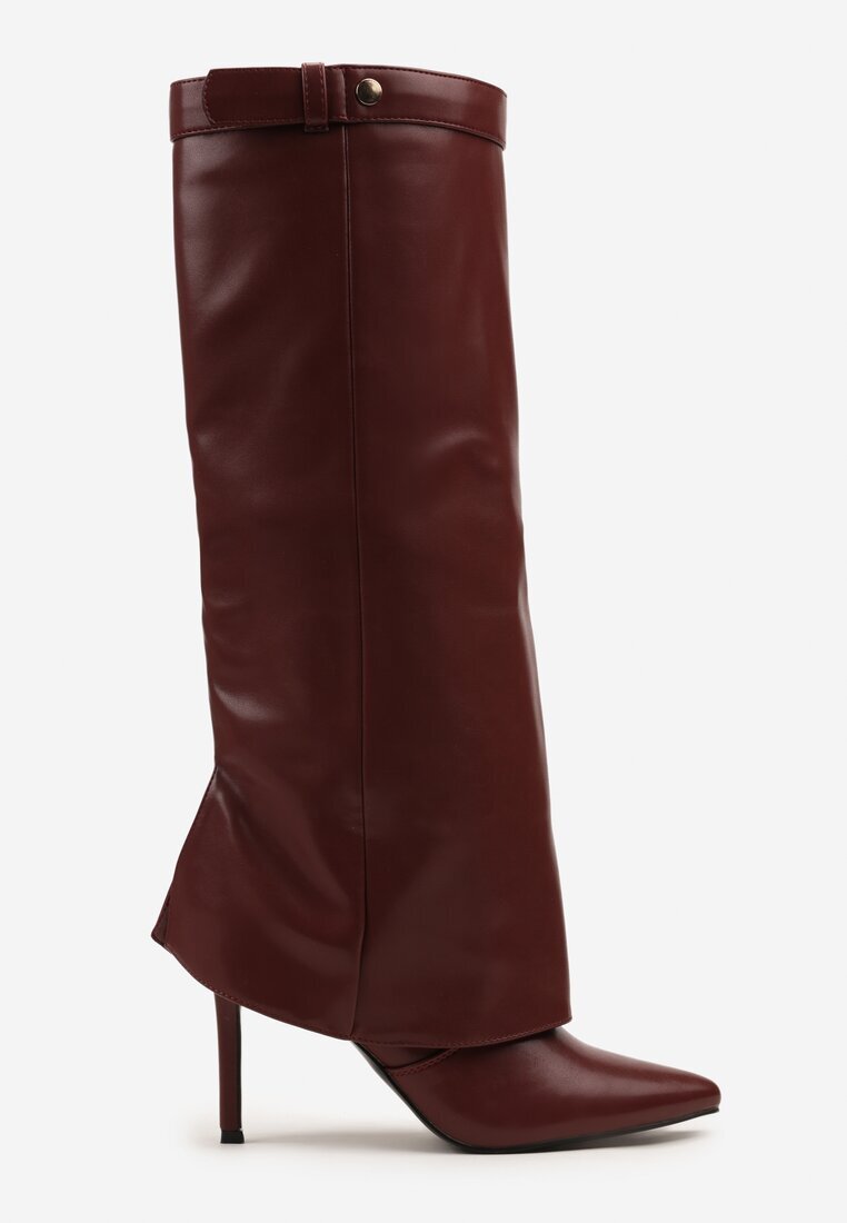 joalice paris Cizme Bordeaux cu toc cui cu carâmb ce imită cracul de pantalon Laorisse