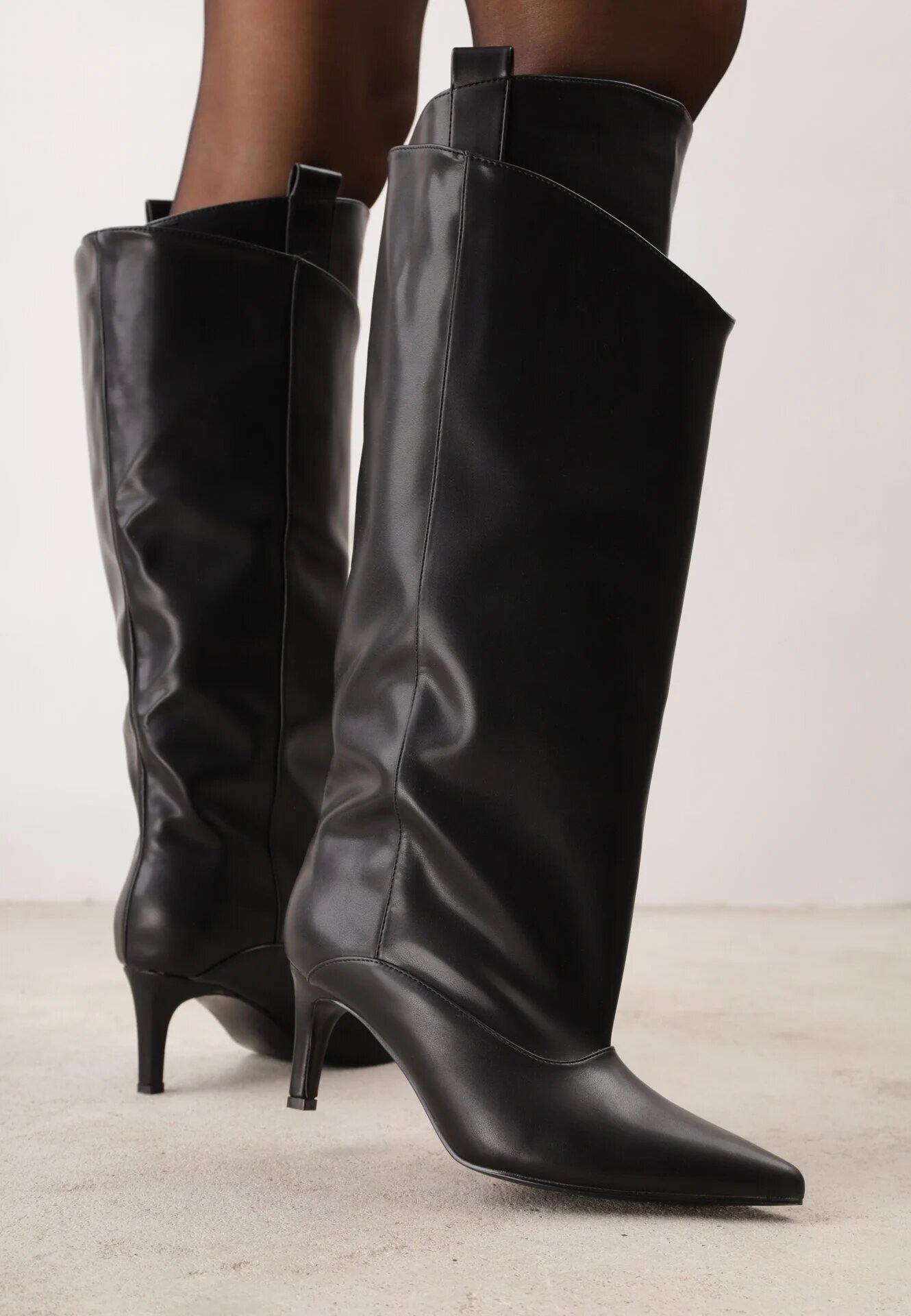 joalice paris Cizme fără șireturi cu toc stiletto și carâmb stratificat Skaline Negre