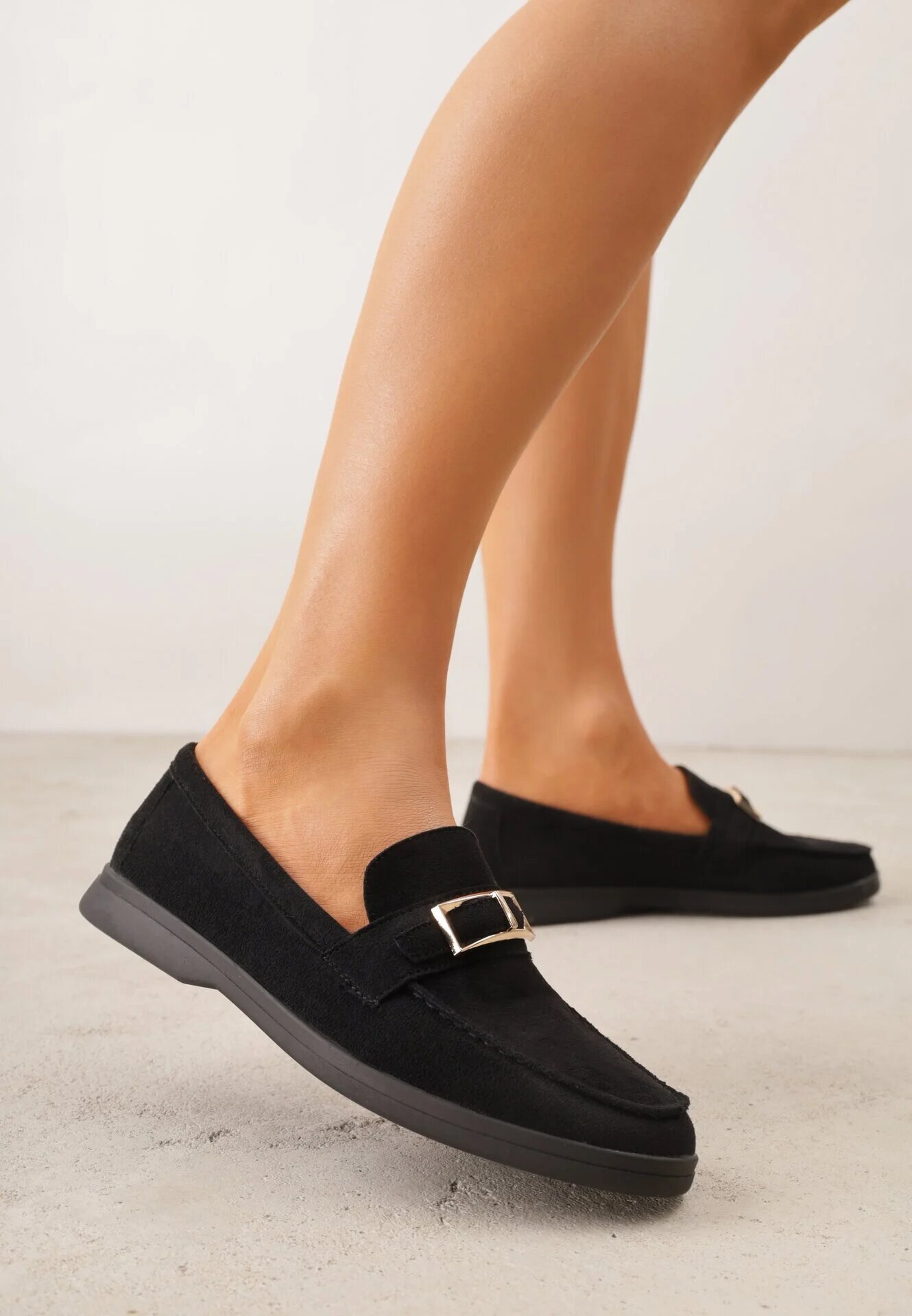 joalice paris Mocasini Negri cu Ornament Metalic Dreptunghiular Aeleorane