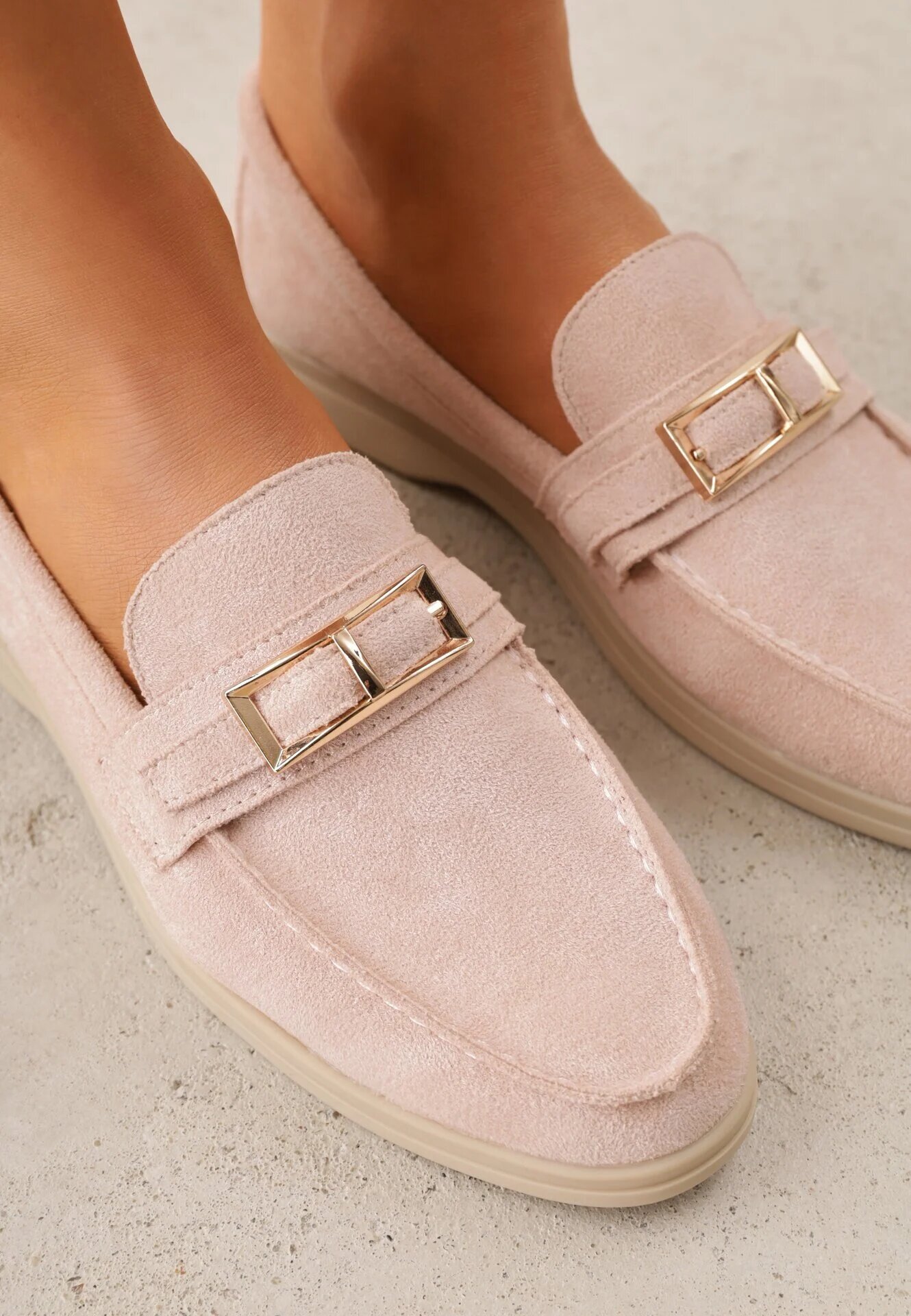 joalice paris Mocasini Roz cu ornament metalic dreptunghiular Aeleorane