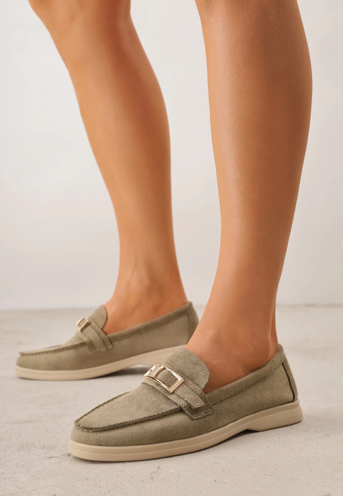 joalice paris Mocasini Verzi cu Ornament Dreptunghiular Metalic Aeleorane