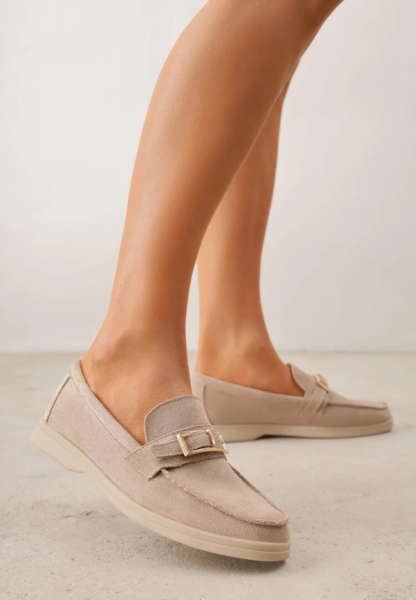 joalice paris Moccasini Bej închis cu Ornament Metalic Dreptunghiular Aeleorane