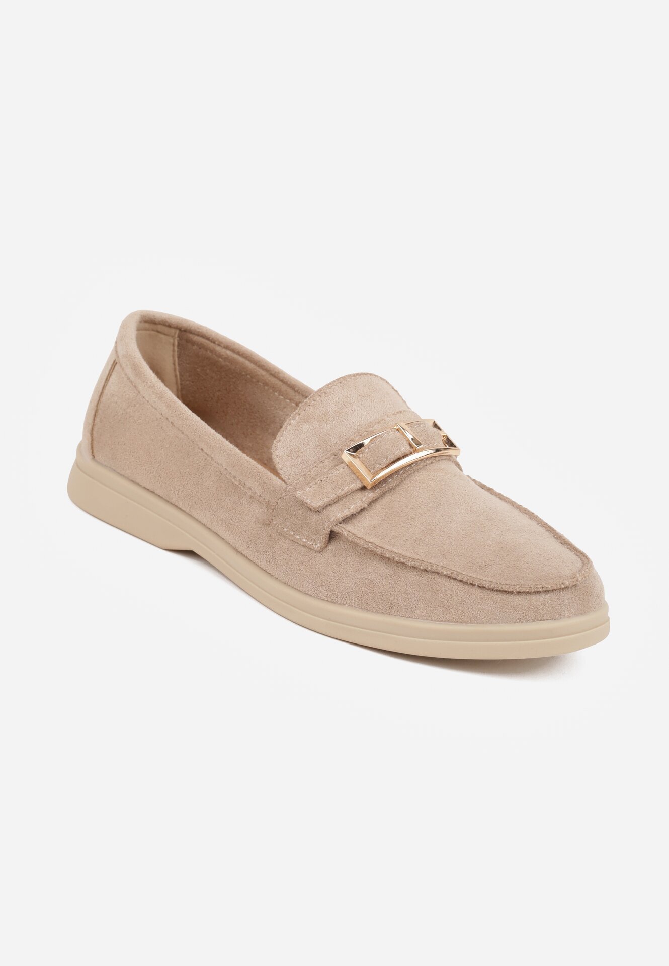 joalice paris Moccasini Bej închis cu Ornament Metalic Dreptunghiular Aeleorane