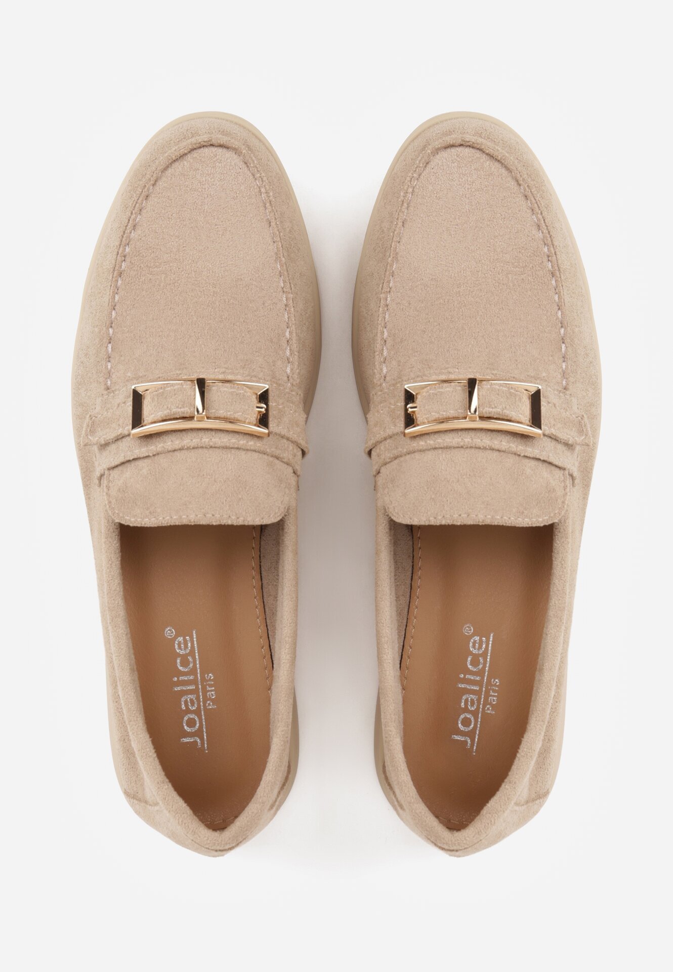 joalice paris Moccasini Bej închis cu Ornament Metalic Dreptunghiular Aeleorane