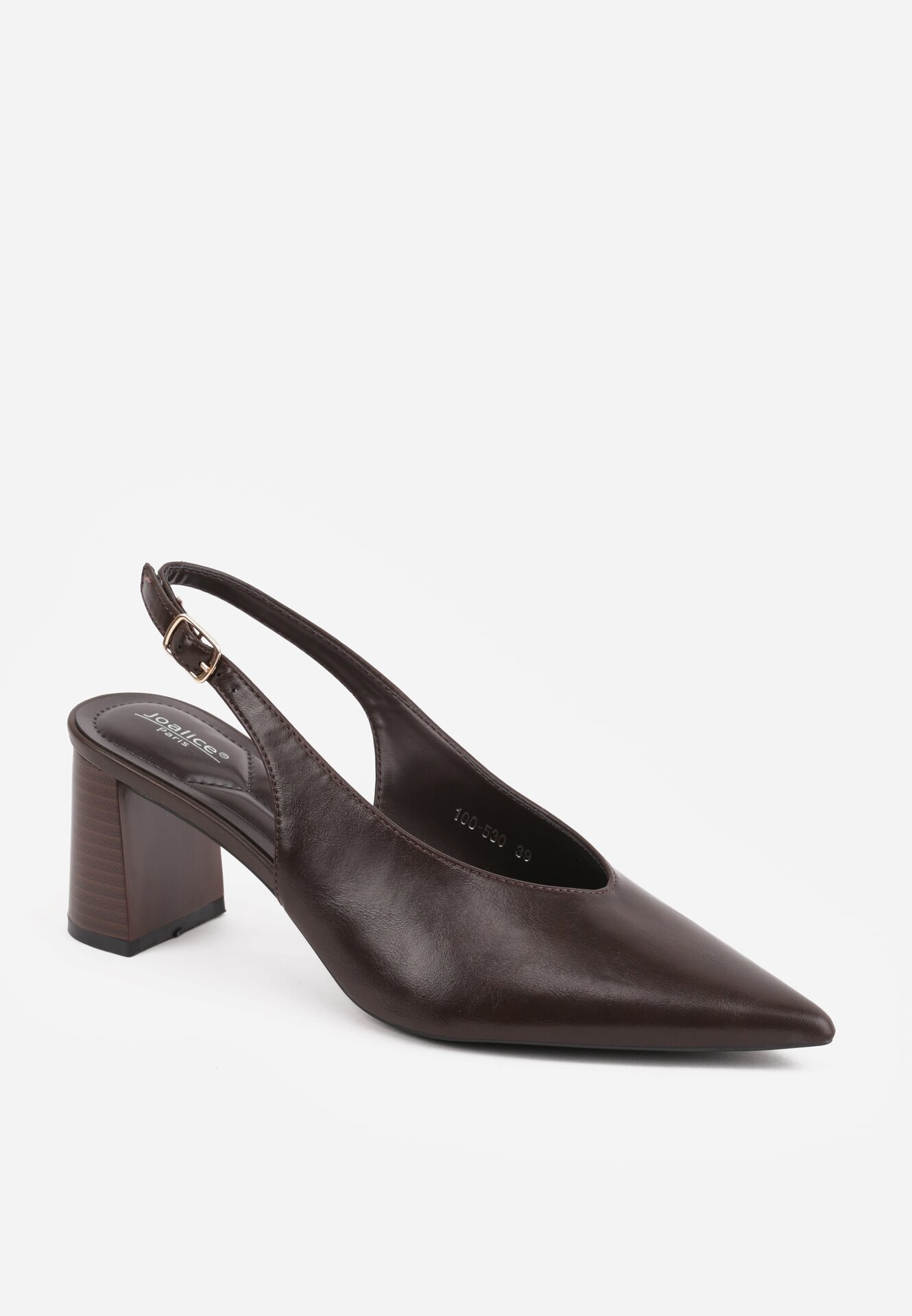 joalice paris Pantofi eleganți cu toc gros cu curea la călcâi și vârf ascuțit Gihisa Maro