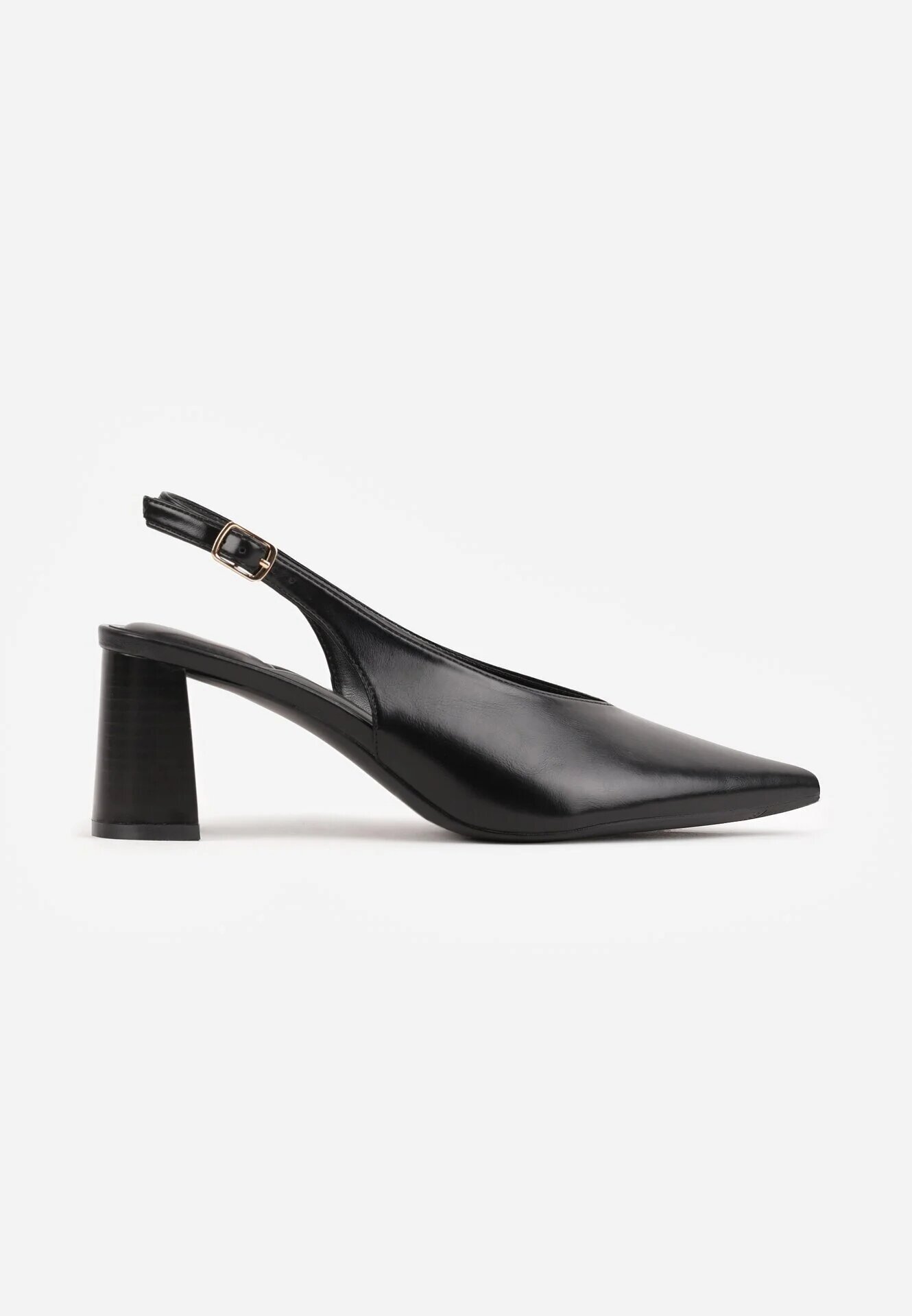 joalice paris Pantofi eleganți cu toc gros cu curea la călcâi și vârf ascuțit Gihisa Negri