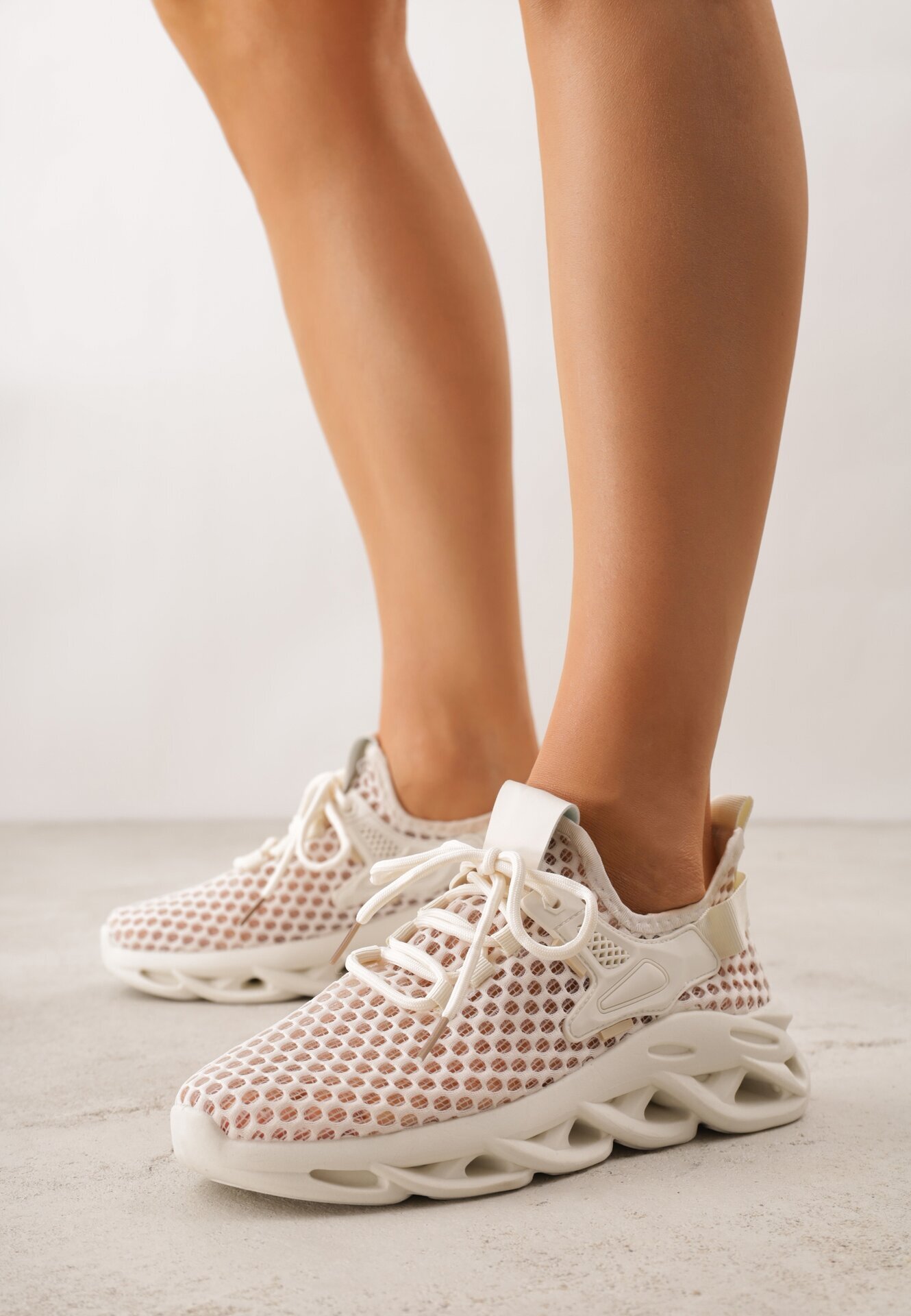 joalice paris Pantofi Sport Bej din plasă Sneakers cu talpă groasă și structurată Telarienna