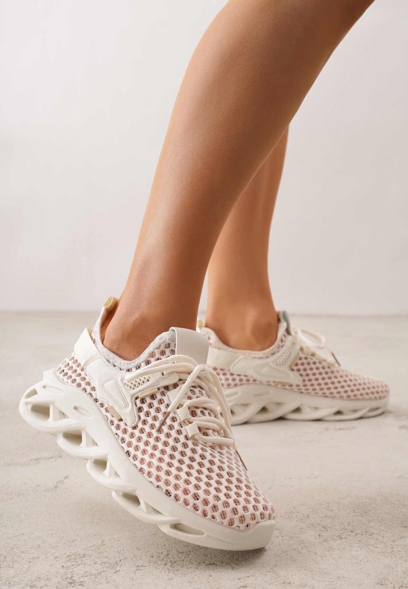 joalice paris Pantofi Sport Bej din plasă Sneakers cu talpă groasă și structurată Telarienna