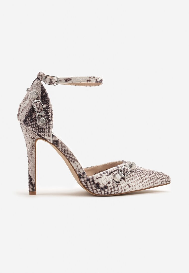 joalice paris Pantofi stiletto de șarpe cu aplicații și cirkonii Ridisaria