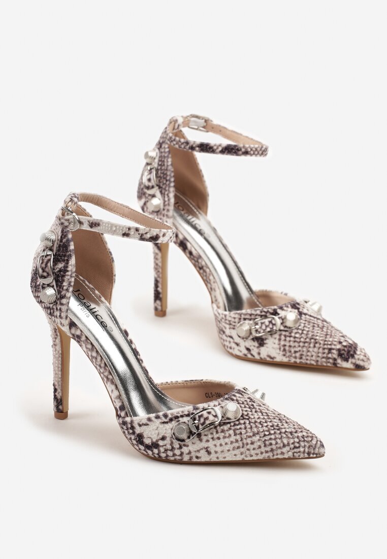joalice paris Pantofi stiletto de șarpe cu aplicații și cirkonii Ridisaria