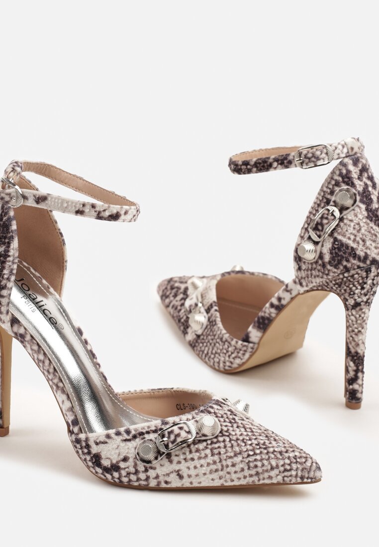 joalice paris Pantofi stiletto de șarpe cu aplicații și cirkonii Ridisaria