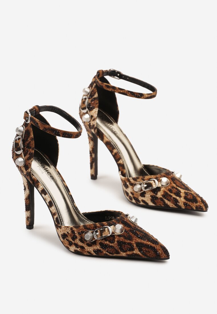 joalice paris Pantofi stiletto panteră cu Aplicații și Strasuri Ridisaria