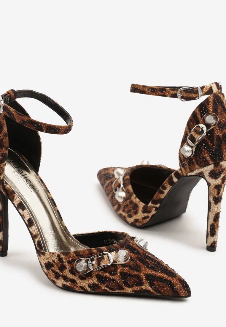 joalice paris Pantofi stiletto panteră cu Aplicații și Strasuri Ridisaria