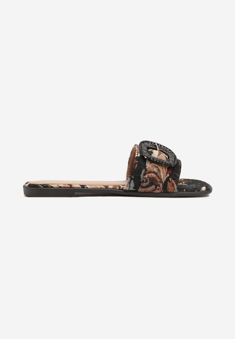 joalice paris Papuci Negru-Bej cu Cataramă Decorativă Katilissa