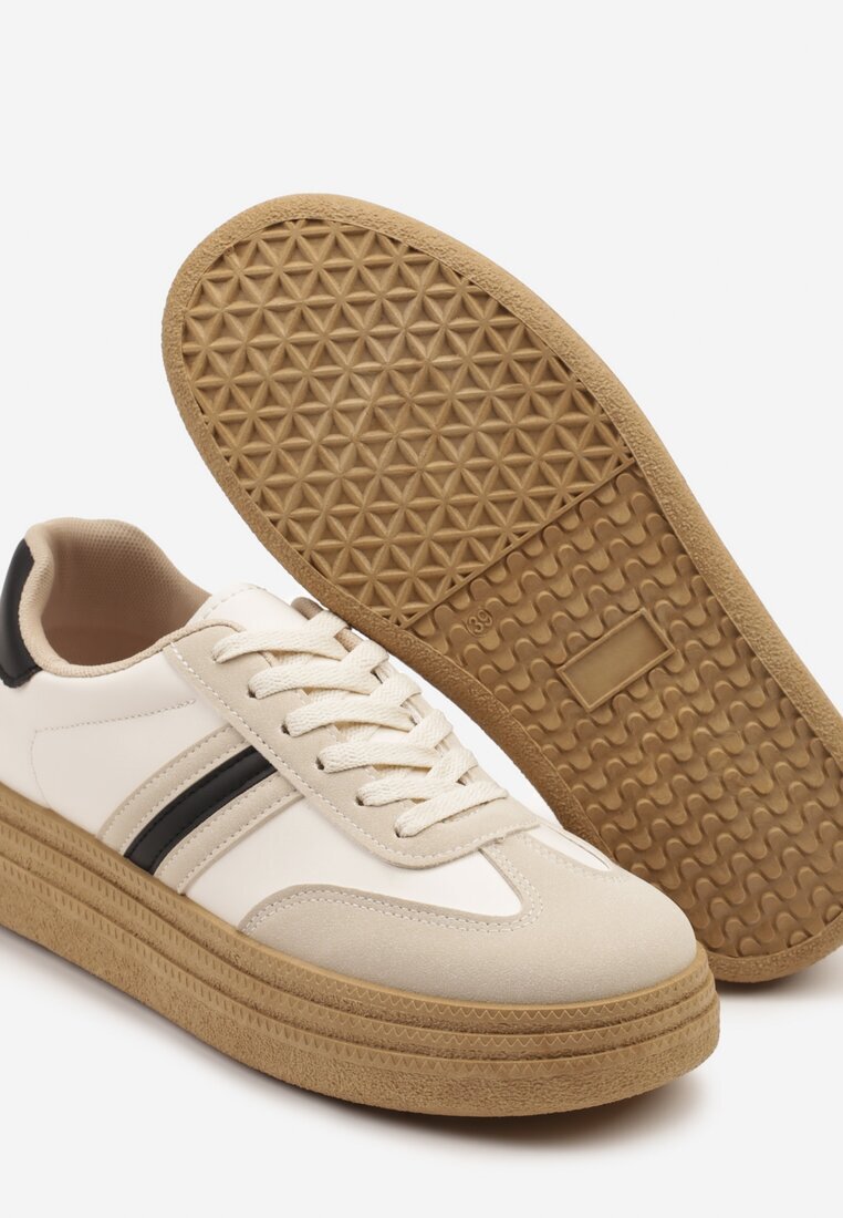 joalice paris Sneakers Bej-Negru pe Platformă în Stilul Tenisilor Cult Decorate cu Imprimeu Leopard Gonoriel