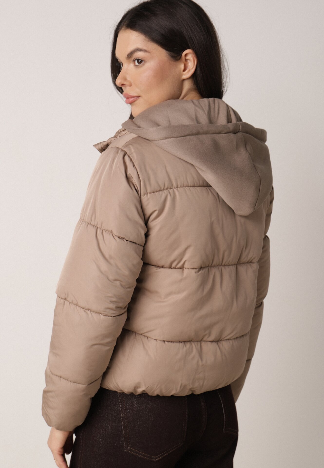 jstyle Geacă matlasată bej deschis stil bomber cu glugă Mivuna