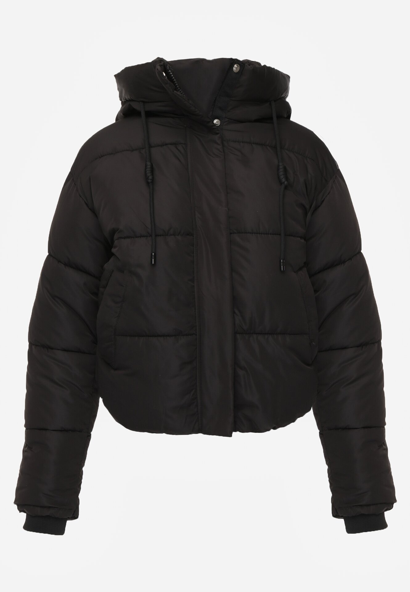 jstyle Geacă Neagră Matlasată Puffer cu Glugă Miviera