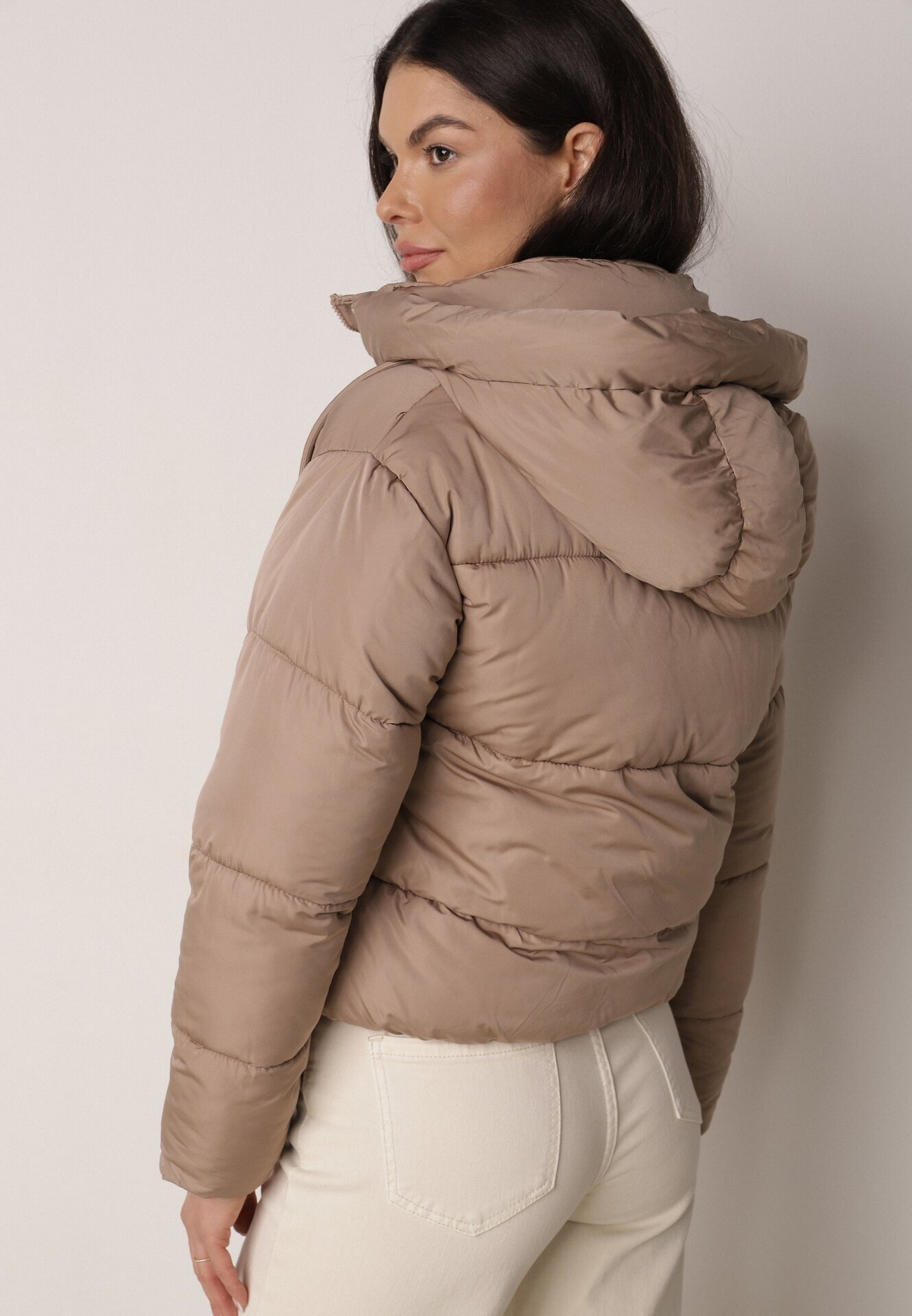 jstyle Geacă Puffer Bej închis Matlasată cu Glugă Miviera