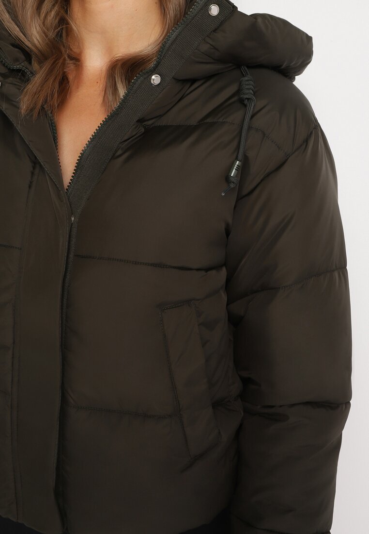 jstyle Geacă Verde închis Matlasată Puffer cu Glugă Miviera