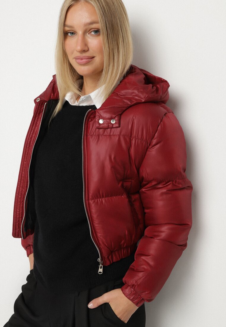 jstyle Jachetă Bordo Matlasată scurtă cu glugă Tinthella