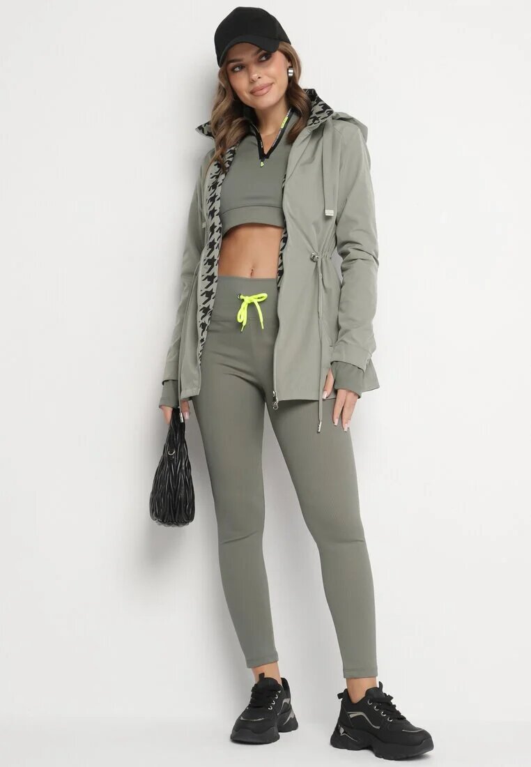 jstyle Jachetă Parka Verde închis Strânsă în talie Aridra