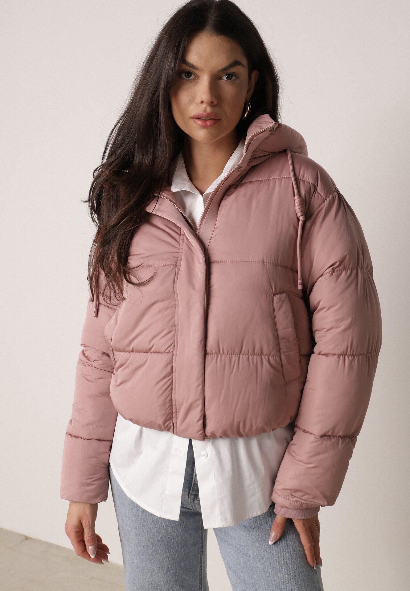 jstyle Jachetă Puffer matlasată roz cu glugă Miviera