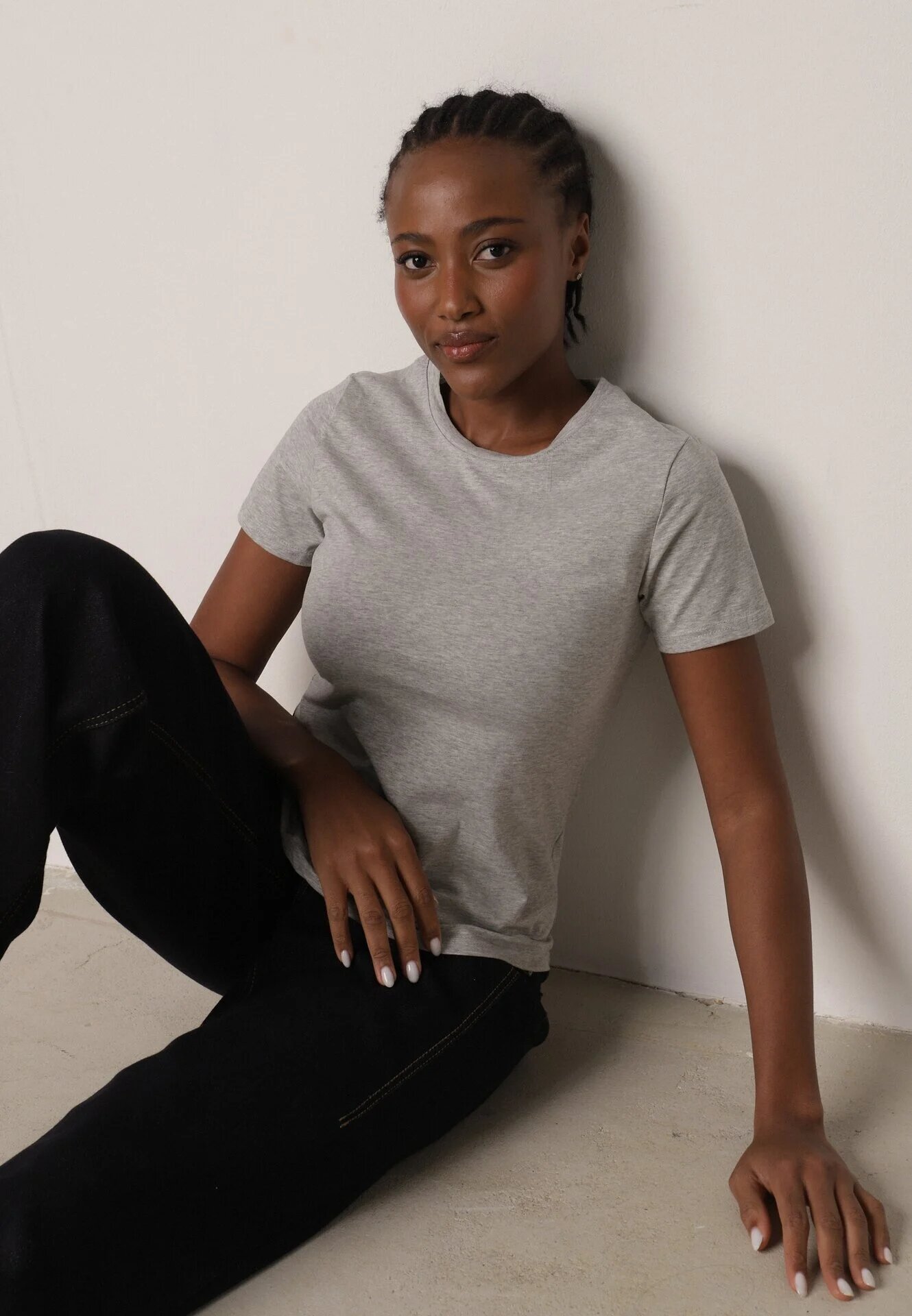 jstyle T-shirt Gri de bumbac în Stil Clasic Nedila