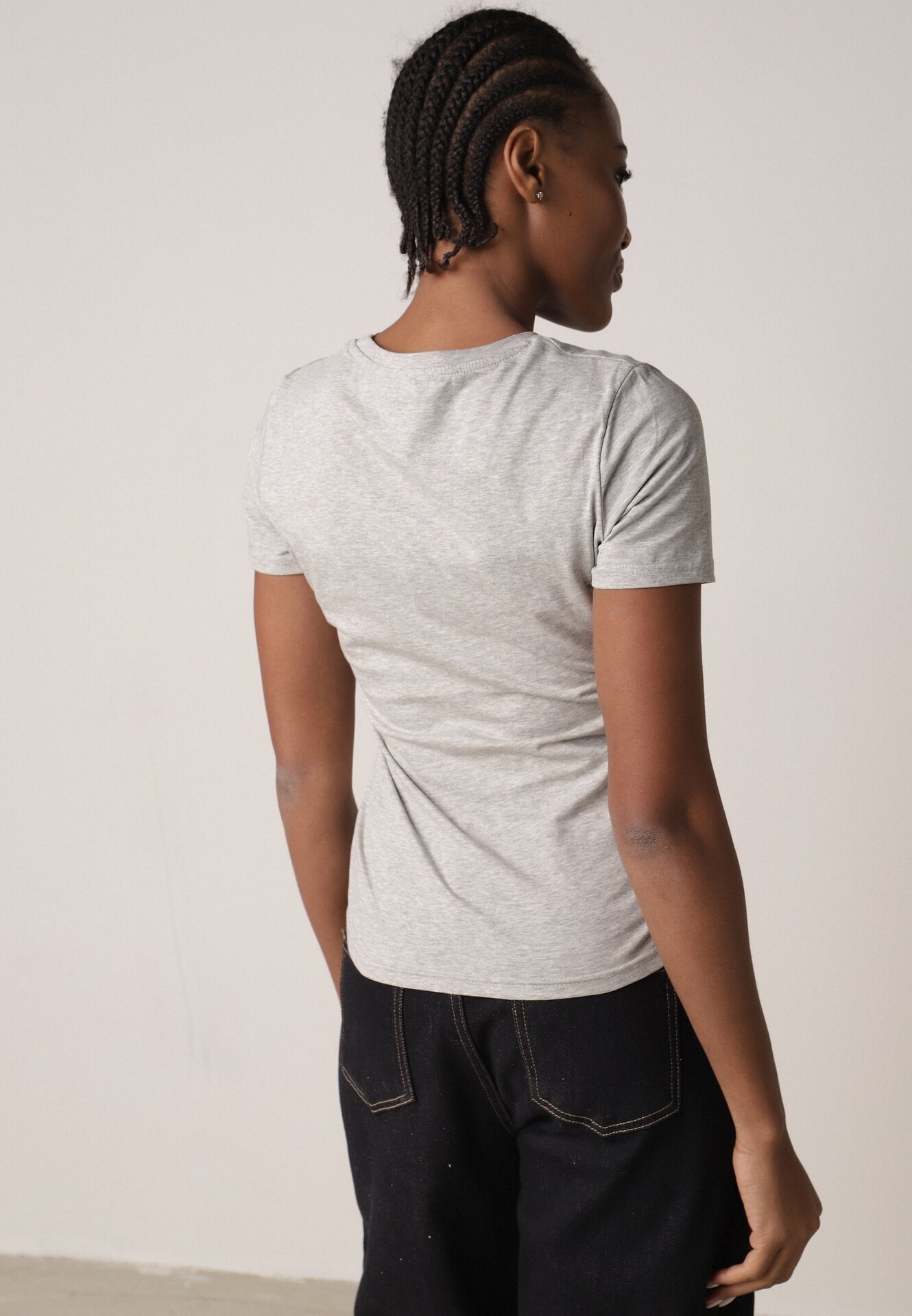jstyle T-shirt Gri de bumbac în Stil Clasic Nedila