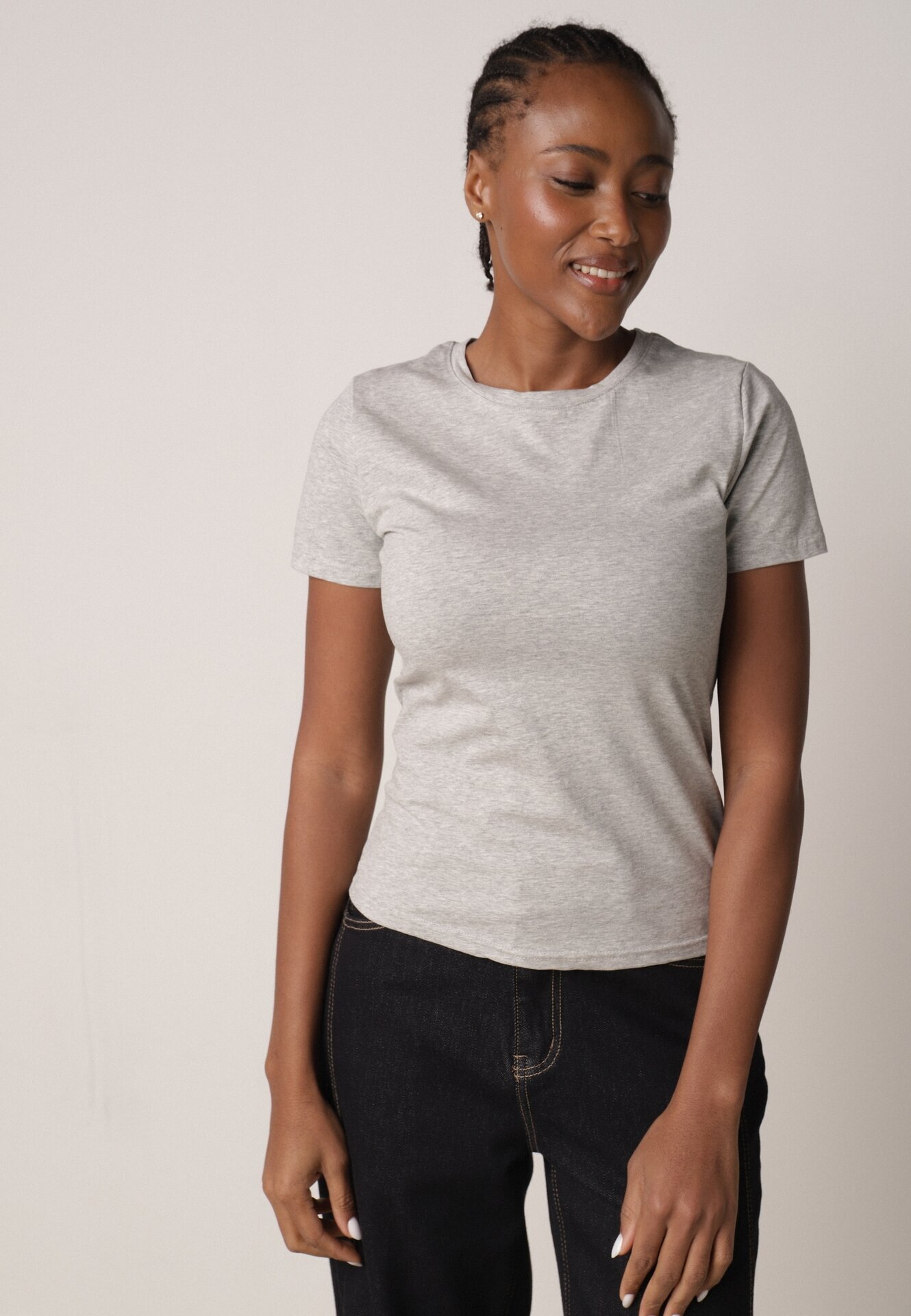 jstyle T-shirt Gri de bumbac în Stil Clasic Nedila