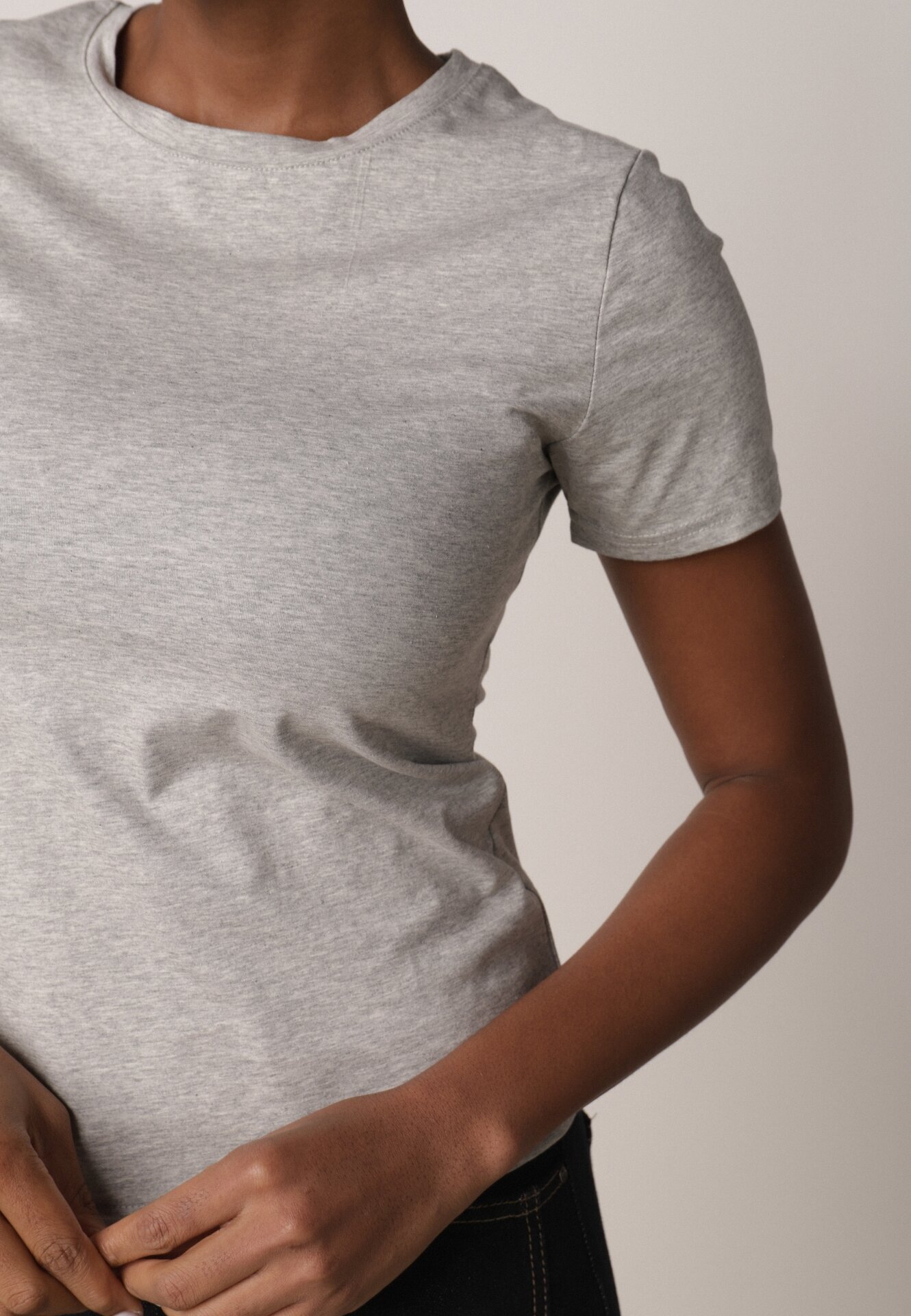 jstyle T-shirt Gri de bumbac în Stil Clasic Nedila